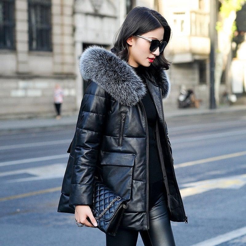 coat with fur collar