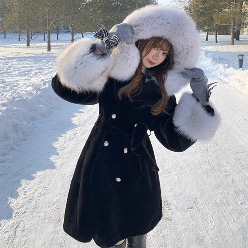 long black fur coat